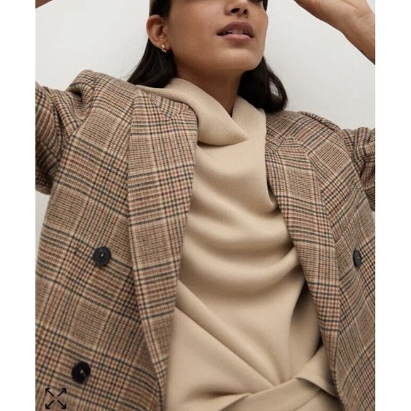 MANGO MNG Women’s Size Small Wrap Check Suit Blazer NWT OPEN 2 OFFERS - Picture 3 of 14